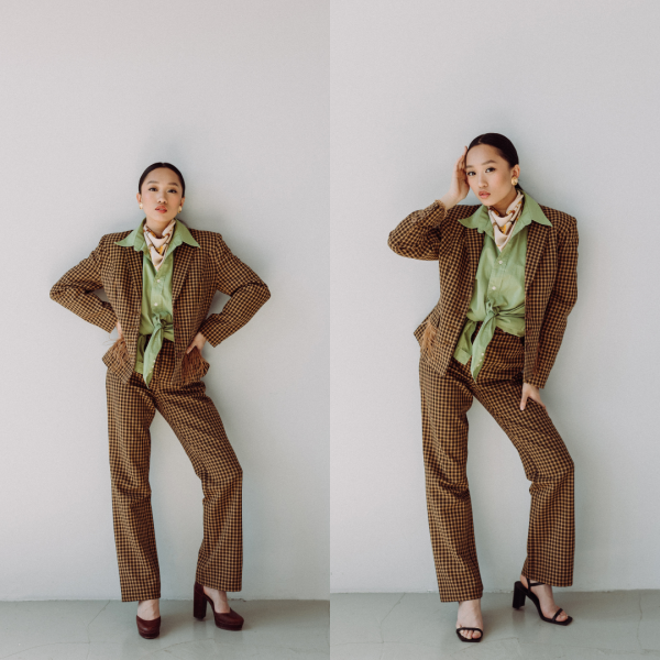 Brown checkered blazer